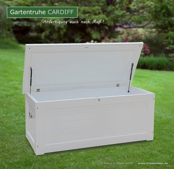 Weisse Kissentruhe für Garten Terrasse und Balkon - Holztruhe CARDIFF Garten