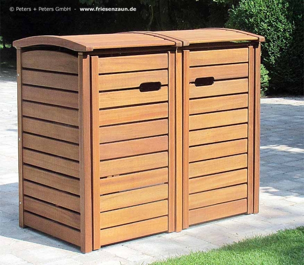 Mülltonnenbox Holz 2 x 120 Liter FSC Eukalüptus Holz geölt