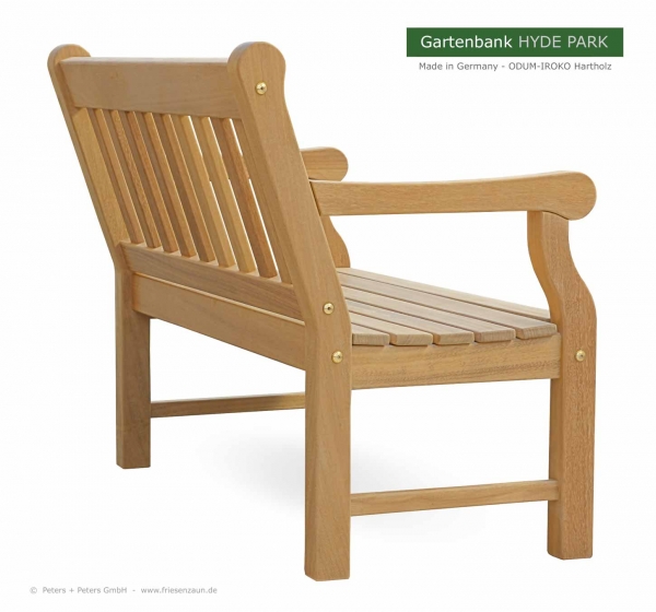 Gartenbank HYDE PARK "Exklusive" - Ausführung ODUM-IROKO Hartholz Natur