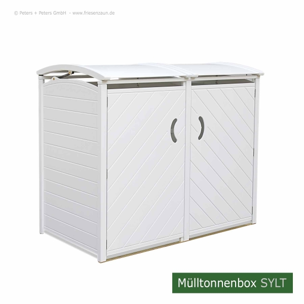 Weiße Mülltonneneinhausung im Sylter Stil - Mülltonnenverkleidung SYLT