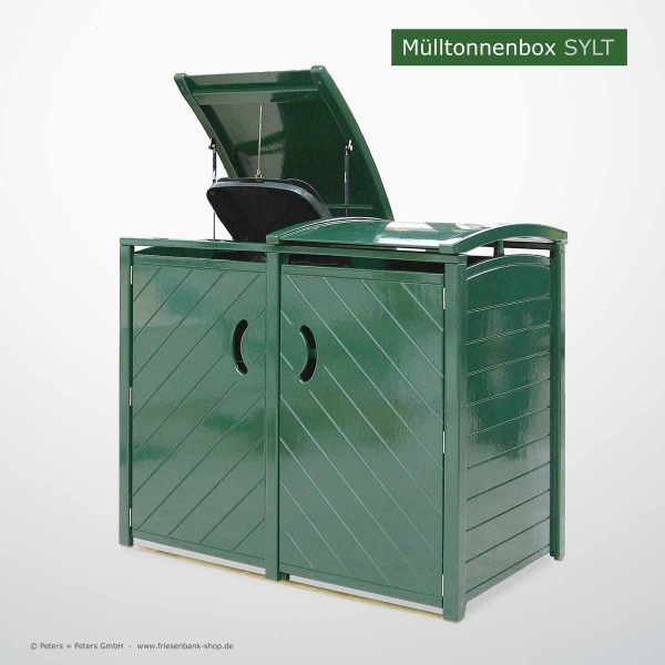 Müllbox SYLT Hartholz grün - 2 x 120 Liter oder 2 x 240 Liter