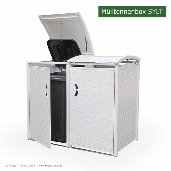 2 x 120 Liter Mülltonnenschrank SYLT - klassisch weiß lackiert