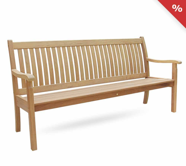 SALE : 4er Holzbak ROYAL - Gartenbank wetterfest aus ODUM-IROKO Hartholz (FSC)