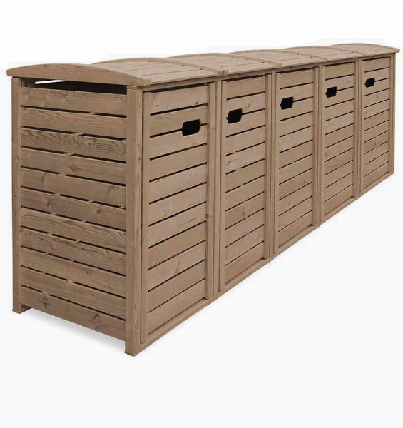 5er Mülltonnenbox STANDARD - FSC Holz  - 4 x 120 / 240 Liter