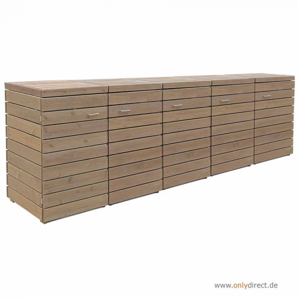 5er Mülltonnenbox PRIMUS - FSC Holz  - 2 x 120  Liter