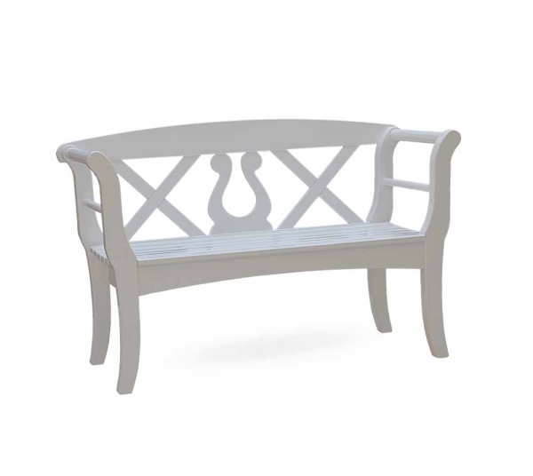 Friesenbank SYLT Romantik - Gesamtbreite 128 cm - Sitzbreite 100 cm - ODUM-IROKO Hartholz weiß lackiert