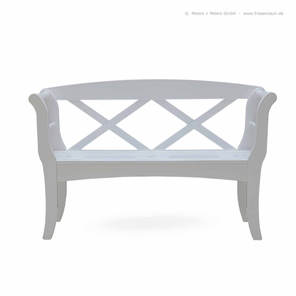 Weiße Friesenbank SYLT - Gesamtbreite 128 cm - Sitzbreite 100 cm - ODUM-IROKO Hartholz
