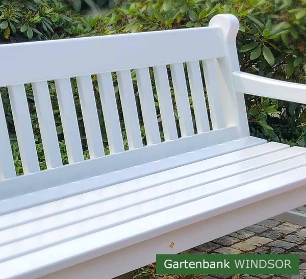 2e Gartenbank WINDSOR - weiße Holzbank Made in Germany