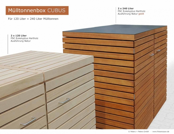 2er Mülltonnenbox CUBUS - Platz für  2 x 120 oder 240 Liter Mülltonnen
