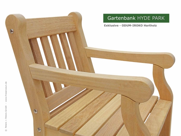 Englischer Gartensessel 1-Sitzer Gartenstuhl HYDE-PARK - Odium-Iroko Hartholz - Deutsches Produktion von Peters + Peters - Kaltenkirchen