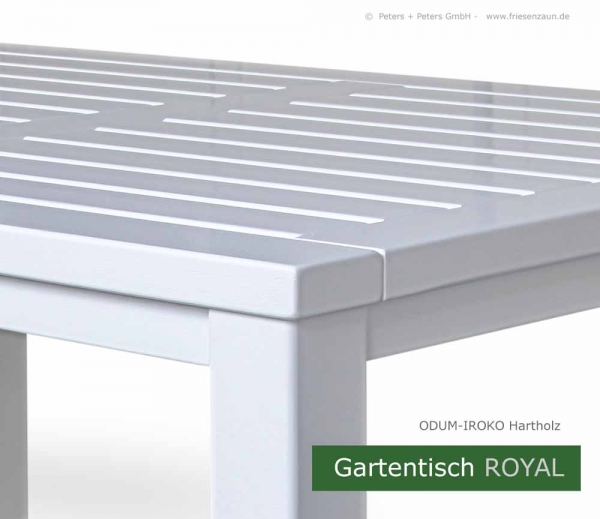 Gartentische nach Maß - Weißer Holzgartentisch ROYAL aus wertvollem ODUM-IROKO Hartholz