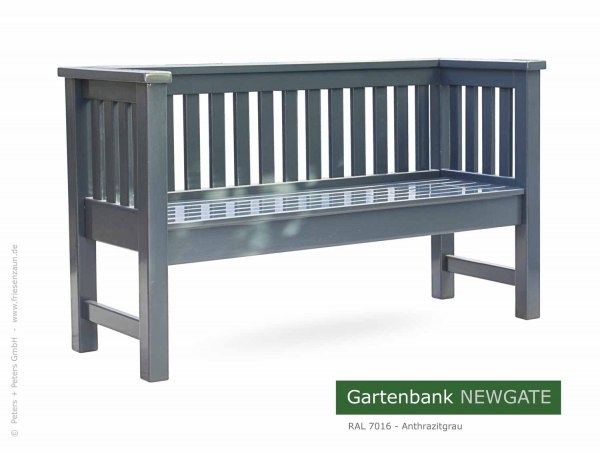 Gartenbank Newgate - ODUM-IROKO Hartholz - Farbton Anthrazitgrau (RAL 7016)