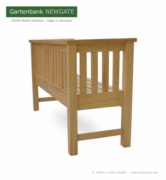 Holzgartenbank NEWGATE - die minimalistische Gartenbank aus dauerhaftem ODUM-IROKO Hartholz