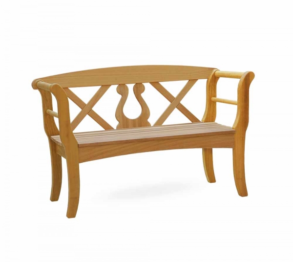 Friesenbank SYLT Romantik - Ausführung mit klassischer Lyra in der Rückenlehne - Sitzbreite 100 cm - ODUM-IROKO Hartholz Natur