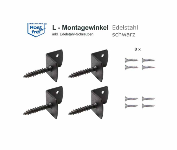 Montagewinkel rostfreier Edelstahl - schwarz