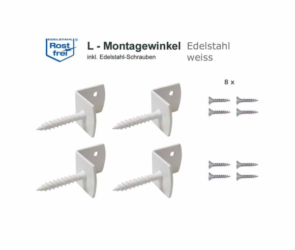 Montagewinkel Edelstahl - weiss