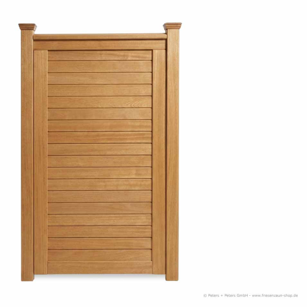 Wandelement DARSS - Massives Wandelement aus ODUM-IROKO Hartholz - 90 x 182,5 cm - Ausführung Natur - mit Satteldach