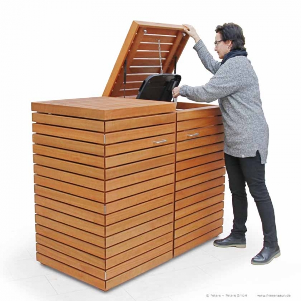 Mülltonnenbox CUBUS - praktische Bedienung mit einer Hand