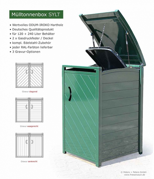 1er Mülltonnenverkleidung tannengrün RAL 6009