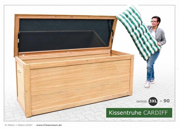 wetterfest Kissentruhe für Garten Terrasse und Balkon - Holztruhe Garten