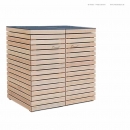 2 x 240 Liter Mülltonnenbox CUBUS - die moderne Mülltonnenverkleidung aus astfreiem FSC Hartholz - Natur